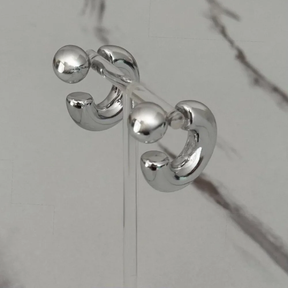 SKU:0063 Retro Women Silver Earrings Stainless Steel Vintage inspired + gift box